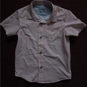 Eddie Bauer Kids Short Sleeve Button-Up Shirt – Pink & White Stripe (Size 5)